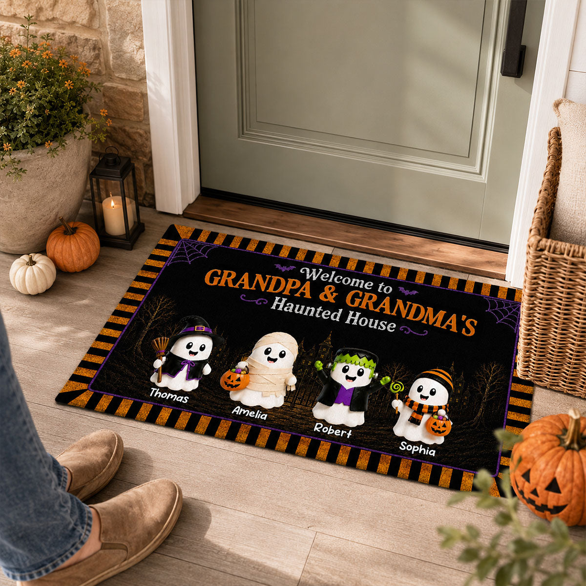 On-trend Spooky Halloween Grandparents House - Personalized Doormat - Halloween Gift For Grandma, Grandpa