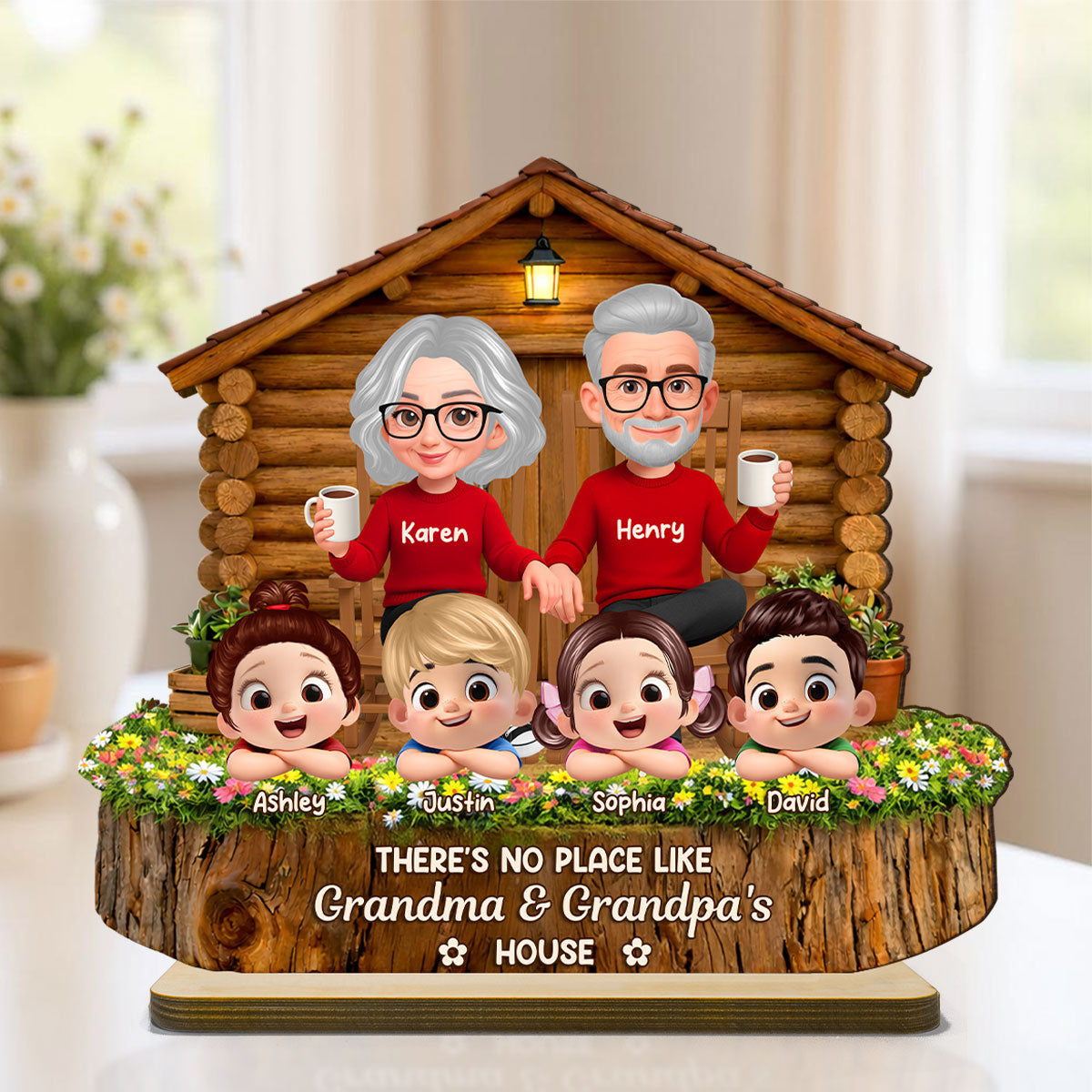 No Place Like Grandma & Grandpa's - Personalized 2-Layered Wooden Plaque - Gift for Grandma, Grandpa
