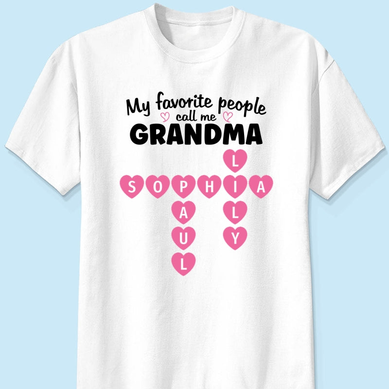 Favorite People Call Me Grandma Crossword Puzzle Art - Personalized Shirt - Mother's Day Gift For Grandma