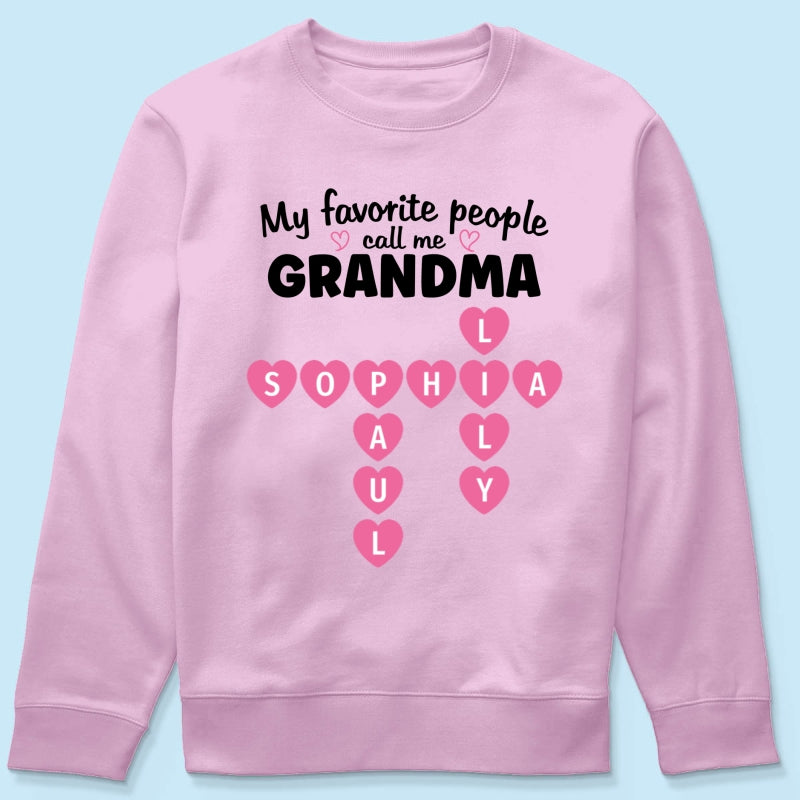 Favorite People Call Me Grandma Crossword Puzzle Art - Personalized Shirt - Mother's Day Gift For Grandma
