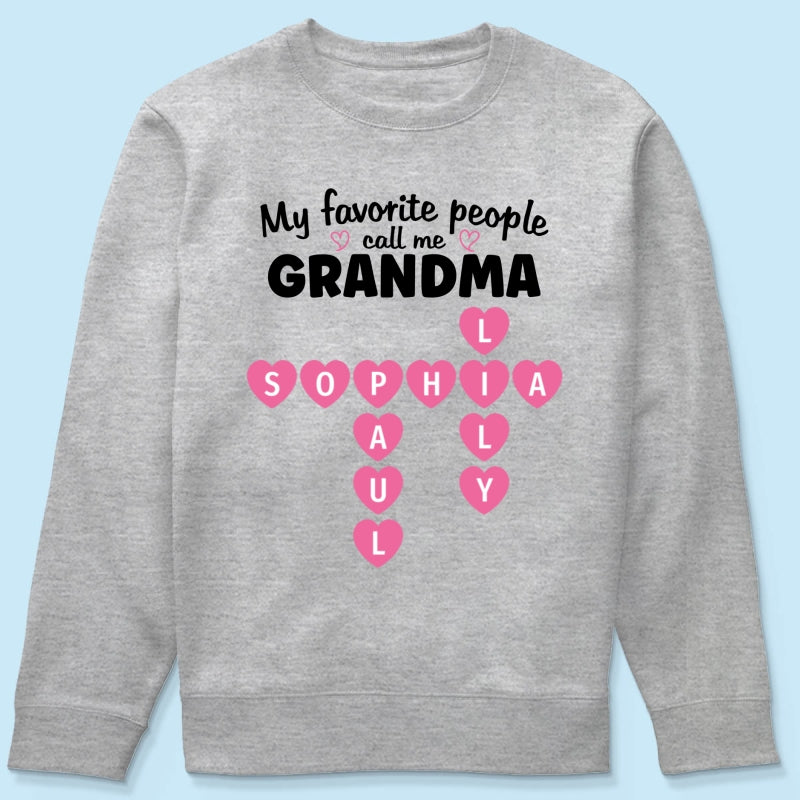 Favorite People Call Me Grandma Crossword Puzzle Art - Personalized Shirt - Mother's Day Gift For Grandma