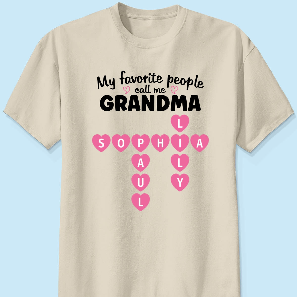 Favorite People Call Me Grandma Crossword Puzzle Art - Personalized Shirt - Mother's Day Gift For Grandma
