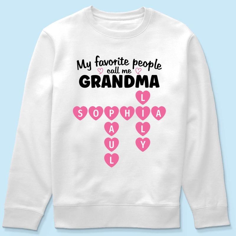 Favorite People Call Me Grandma Crossword Puzzle Art - Personalized Shirt - Mother's Day Gift For Grandma
