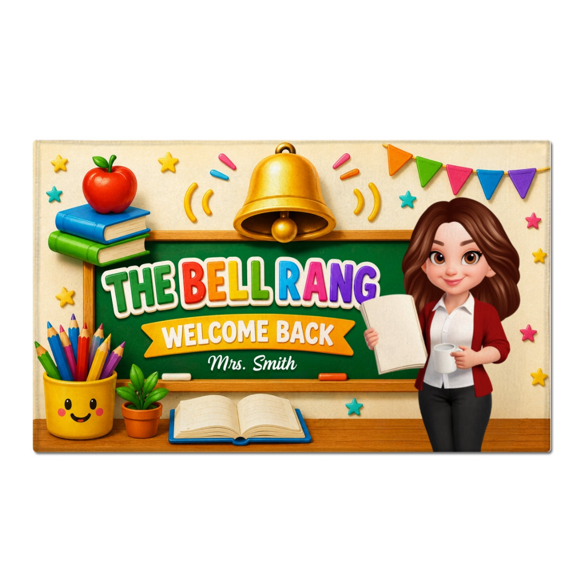 The Bell Rang Welcome Back To Class - Personalized Doormat - Back To School Gift For Teachers, Classroom Decors