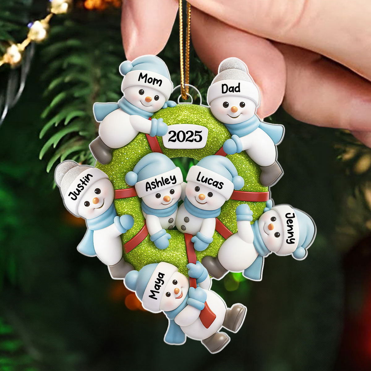 Cute Snowman Family - Personalized Acrylic Ornament - Christmas Gift for Family