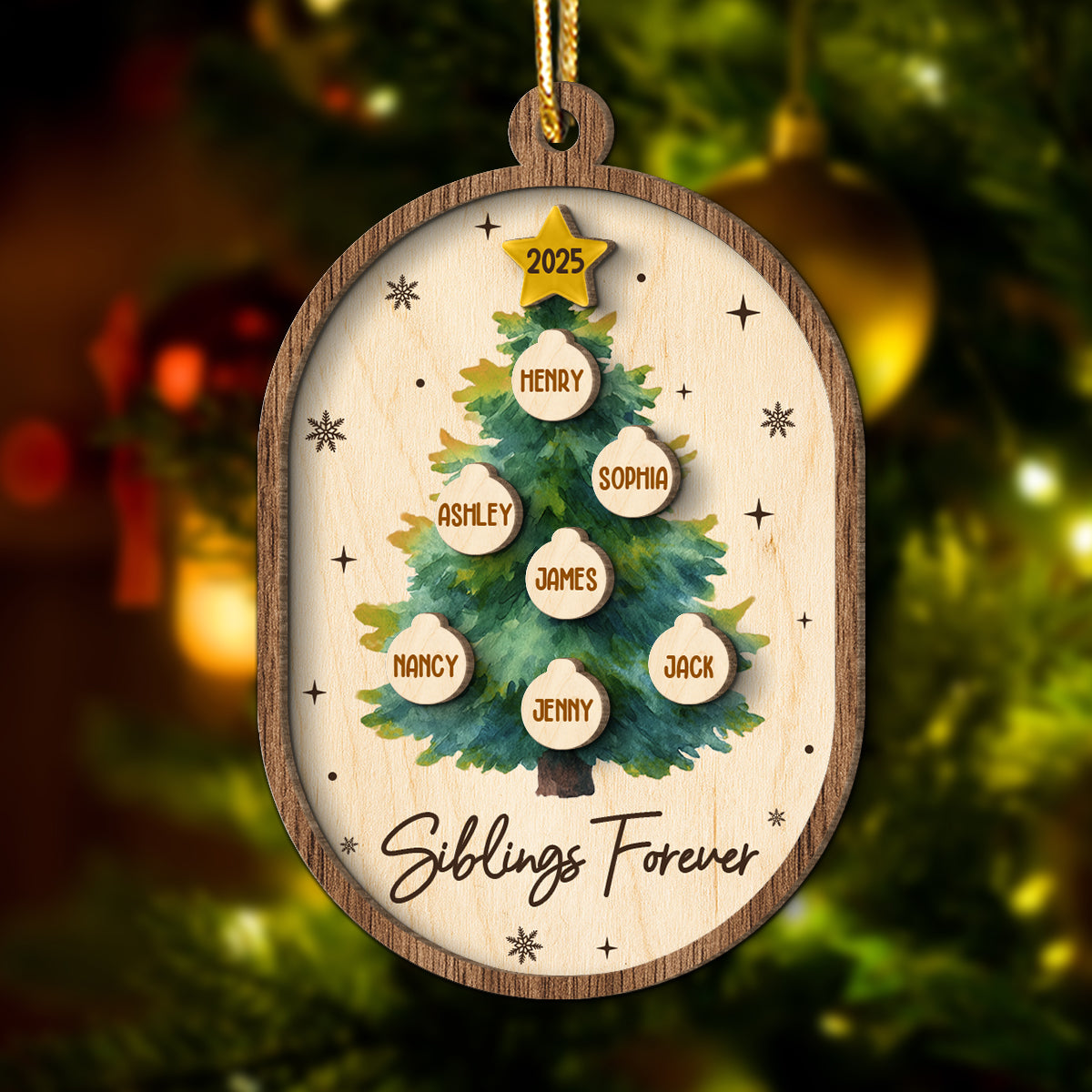 Siblings Forever Christmas Tree Ornaments - Personalized Wooden Ornament - Christmas Gift for Siblings
