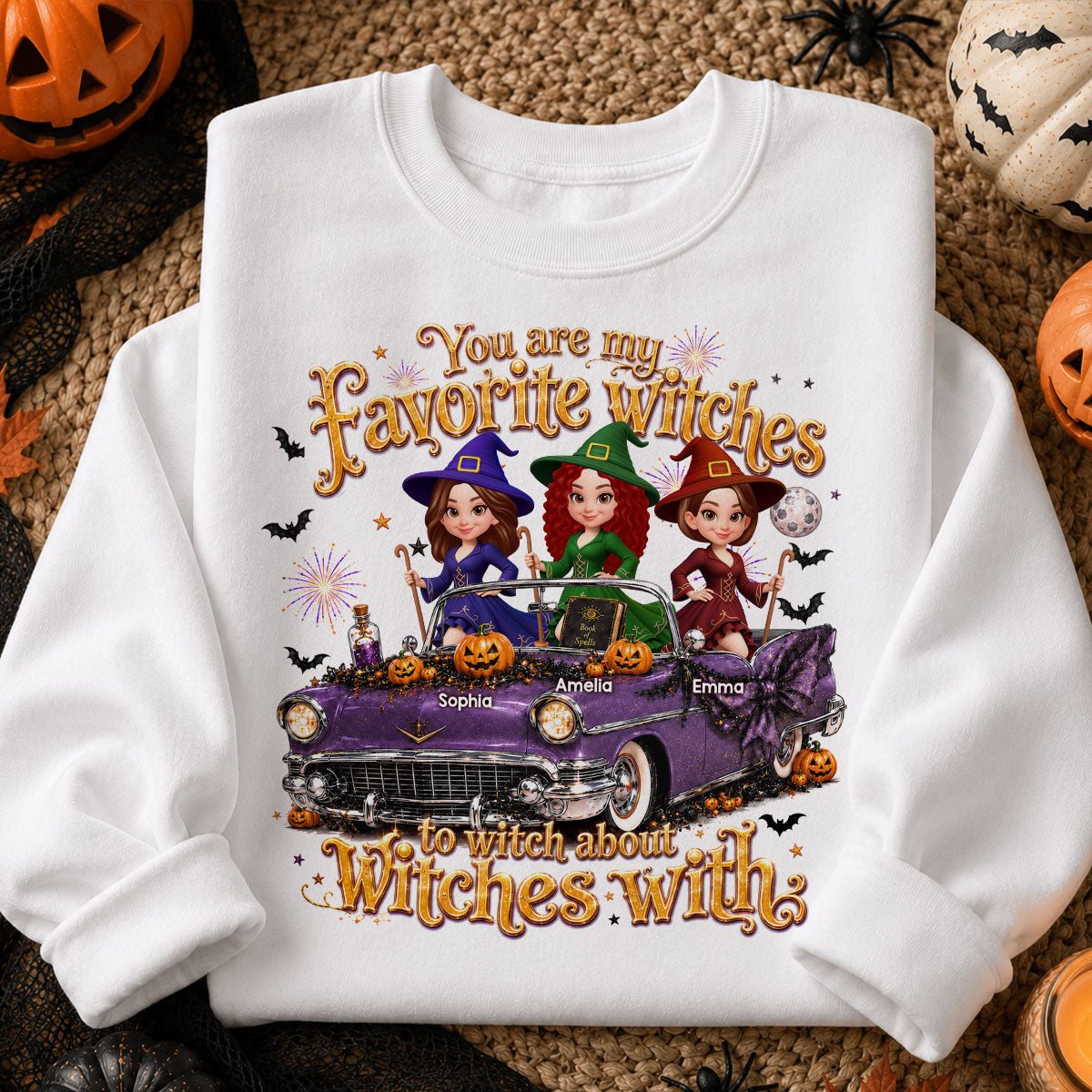 Besties Witch In Car Halloween - Personalized Shirt - Halloween Gift, Gift For Best Friends