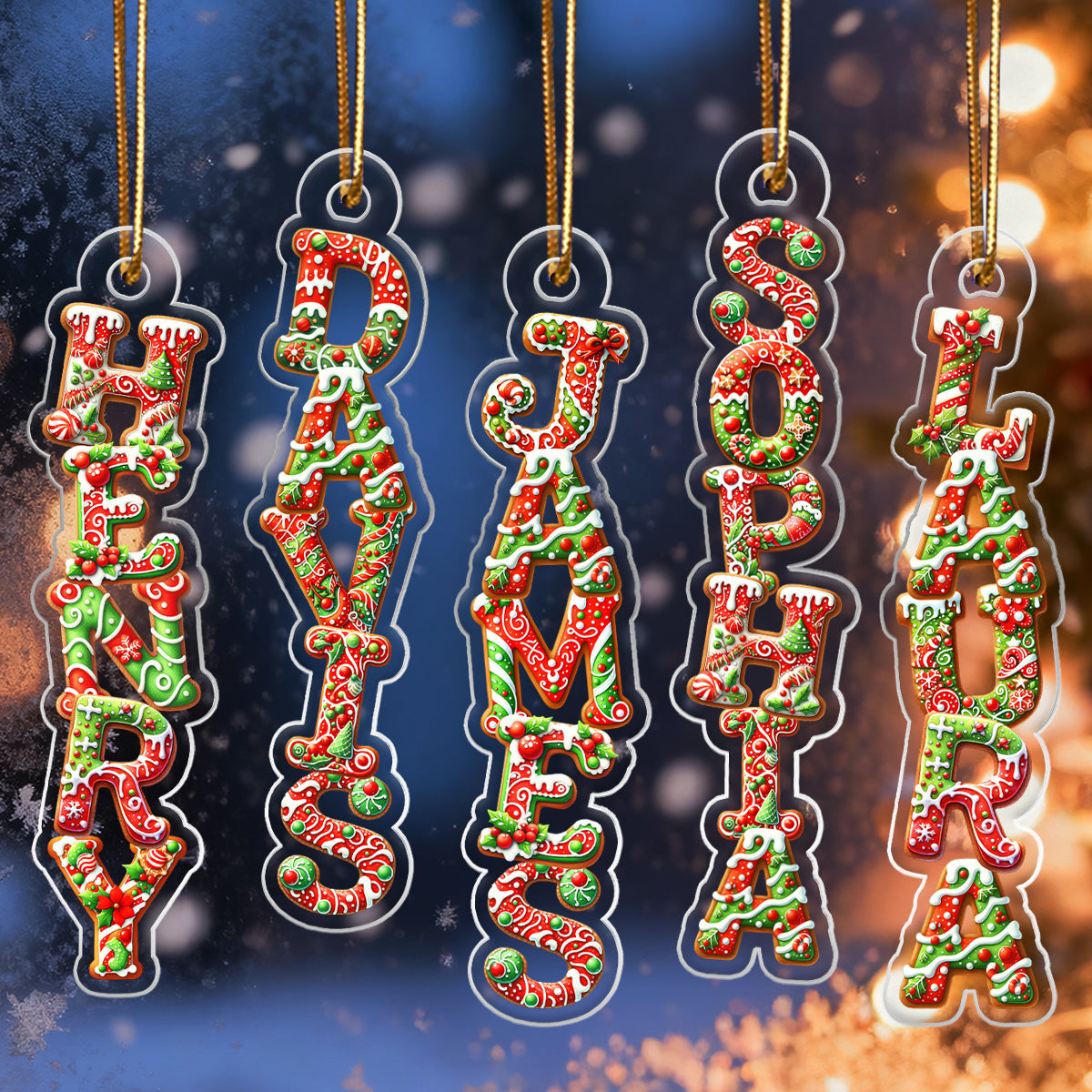 Gingerbread Alphabet Custom Family Name - Personalized Acrylic Ornament - Unique Christmas Gift For Family