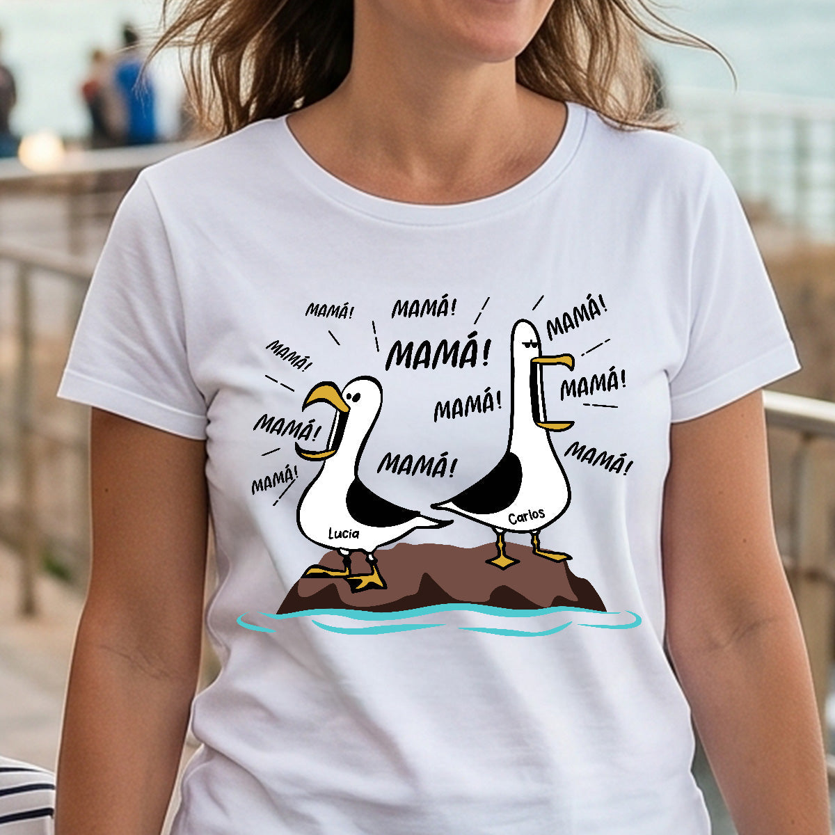 Gaviota Mamá Mamá Mamá - Camiseta Personalizada - Regalo Divertido del Día de la Madre para Mamá