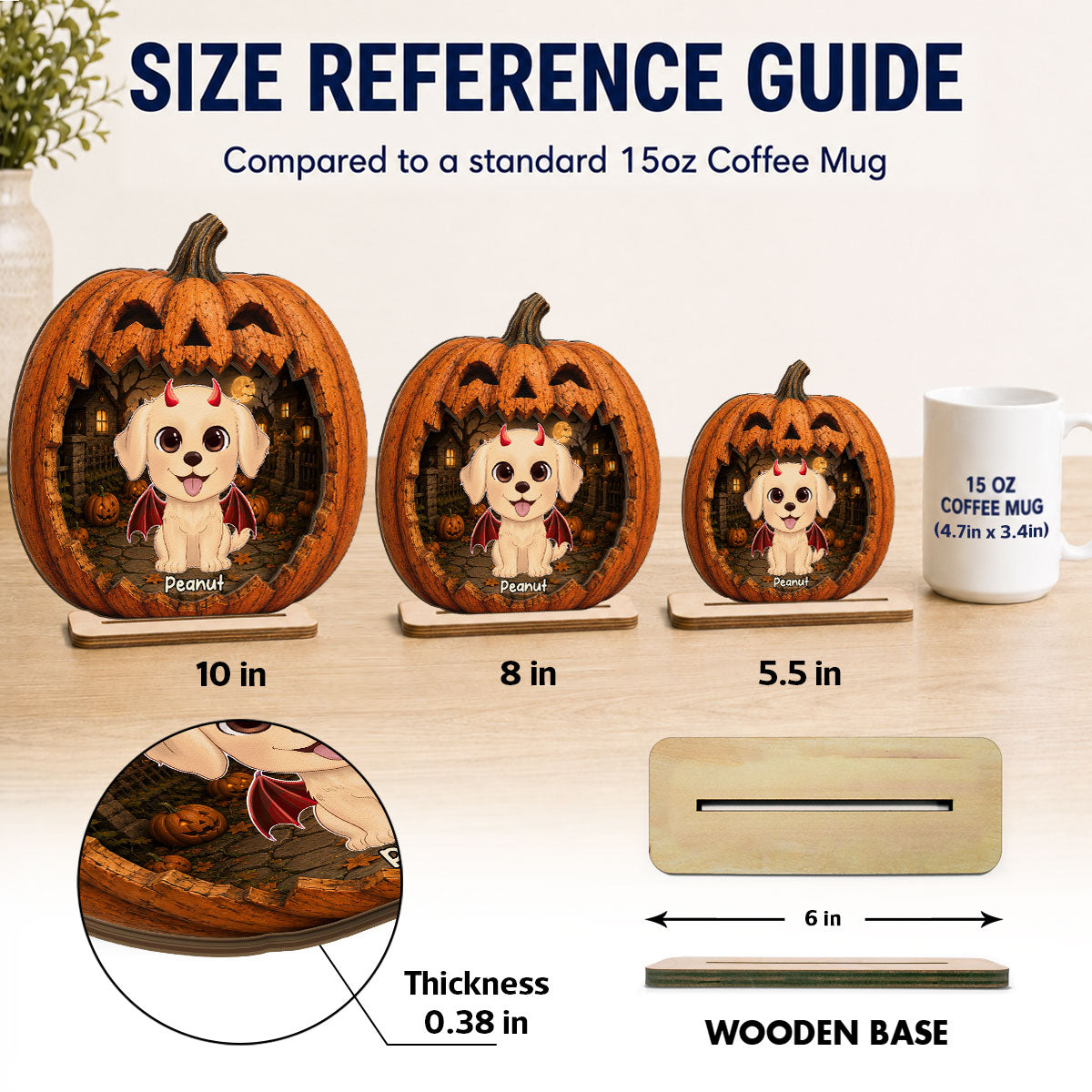 Spooky Halloween Pumpkin Dogs - Personalized 2-Layered Wooden Plaque - Halloween Decor For Dog Lovers