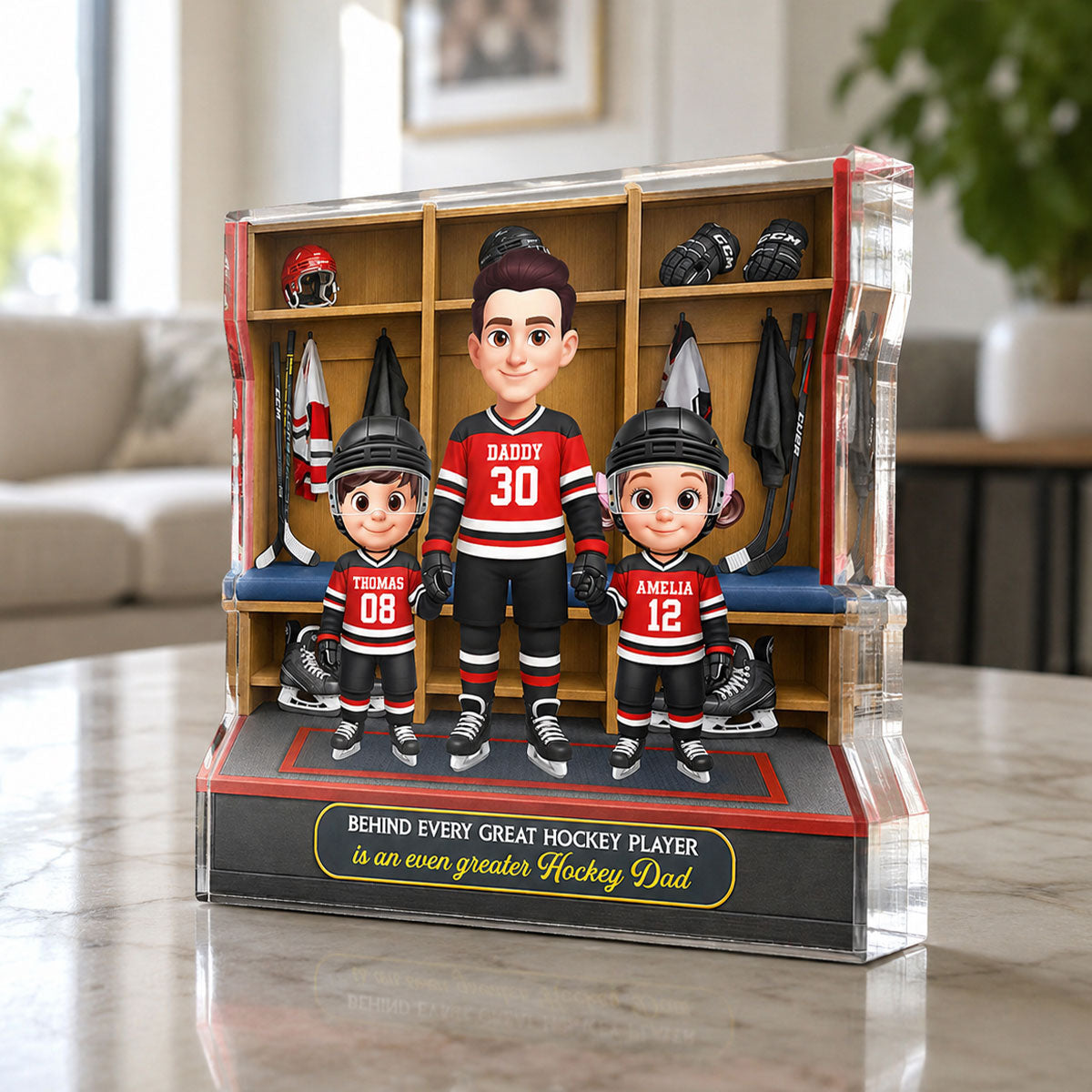 Hockey Dad And Kids Locker Room - Personalized Acrylic Block Plaque -  Gift For Dad, Husband