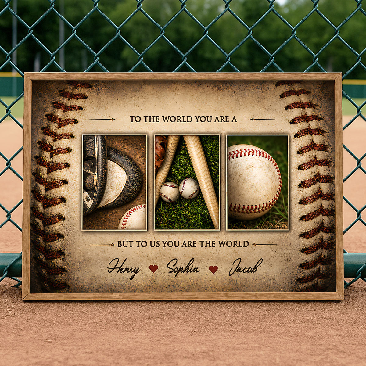 Baseball Dad to Us You Are the World - Personalized Poster - Father's Day Gift for Dad, Husband