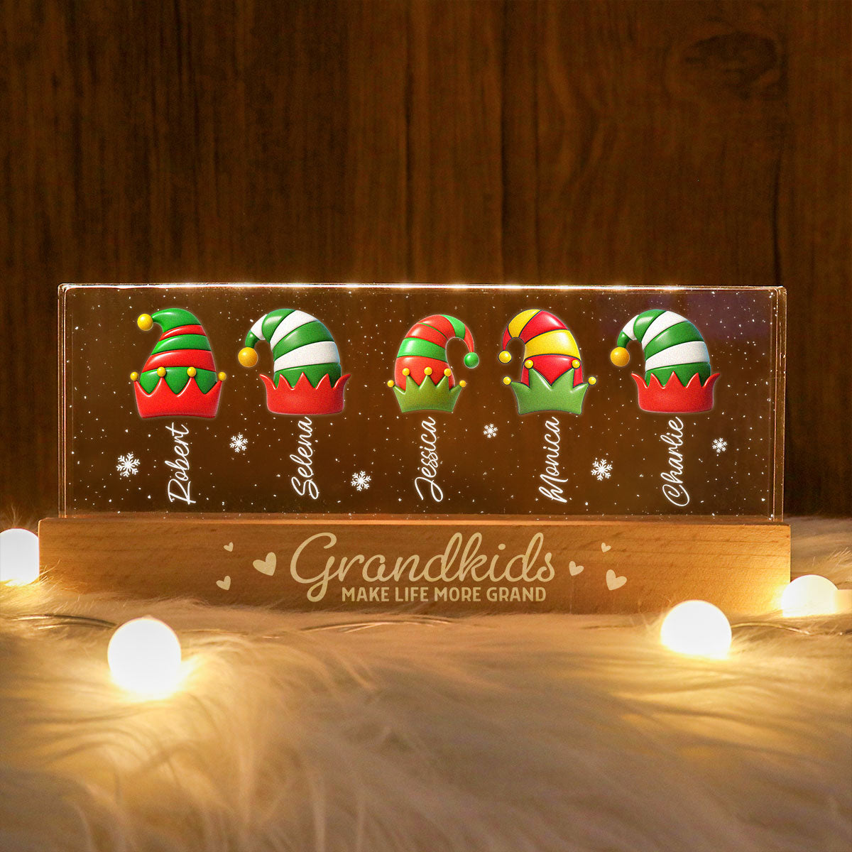 Grandkids Make Life More Grand - Personalized LED Night Light - Heartwarming Christmas Gift For Grandma, Grandkids, Family