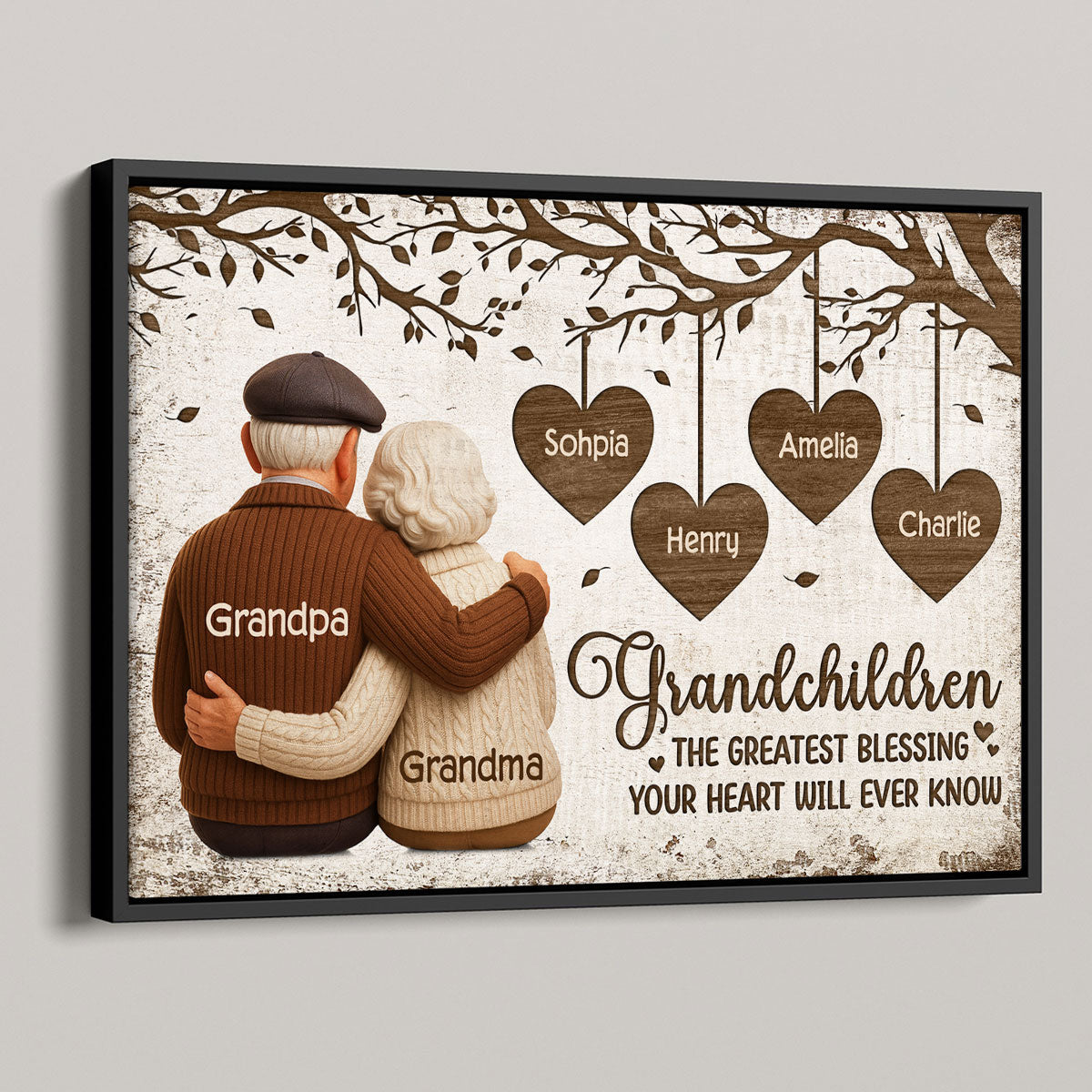 Grandparents And Grandkids The Greatest Blessing - Personalized Poster - Heartwarming Christmas Gift For Grandparents, Grandkids
