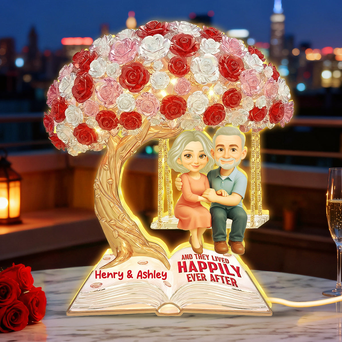 And They Lived Happily Ever After - Personalized Light Box - Valentine's Gift For Him, For Her