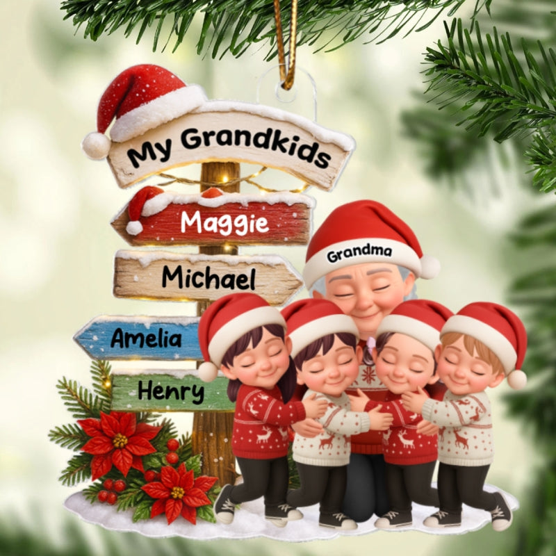 Grandma Christmas' Garden Custom Name Sign Post - Personalized Acrylic Ornament - Christmas Gift for Grandma