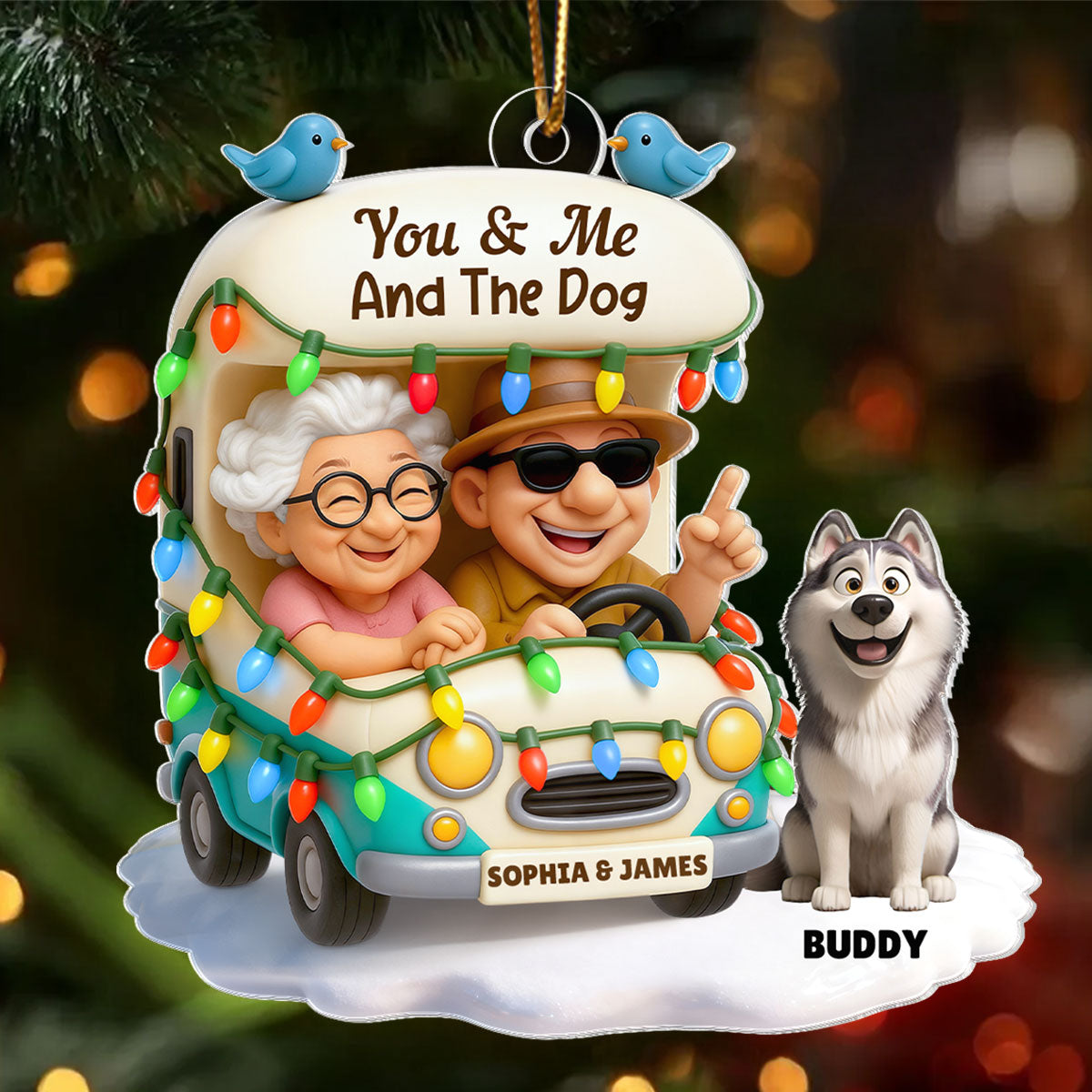 You & Me And The Dogs Let's Go Camping - Personalized Acrylic Ornament - Christmas Gift For Him, For Her, For Couple