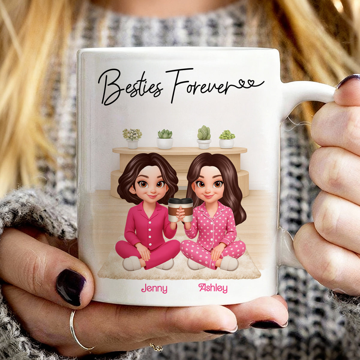 I Wish You Lived Next Door Best Friends - Personalized Mug - Christmas Gift for Besties