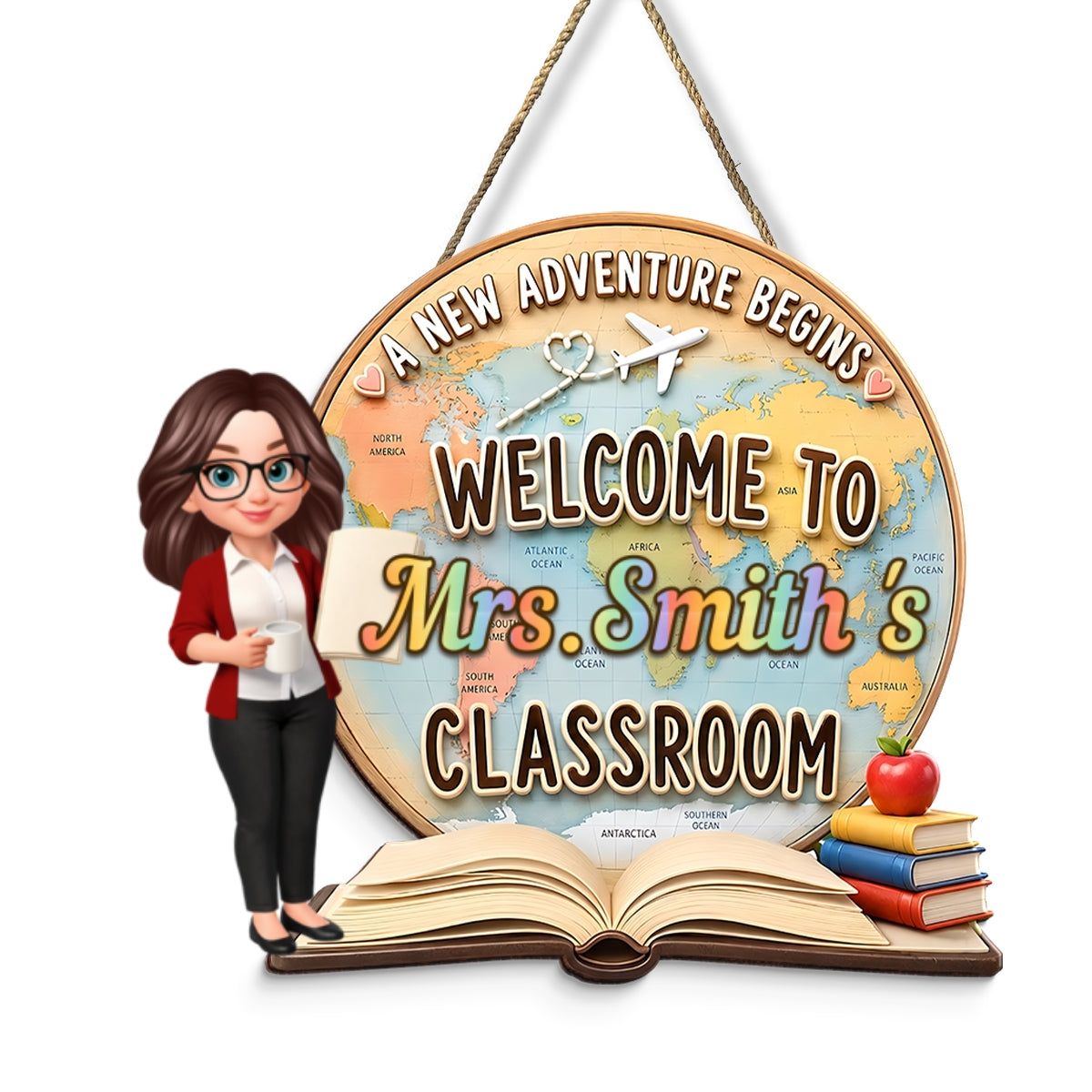 A New Adventure Begins Classroom - Personalized Wood Sign - Back To School Gift For Teachers, Classroom Decors