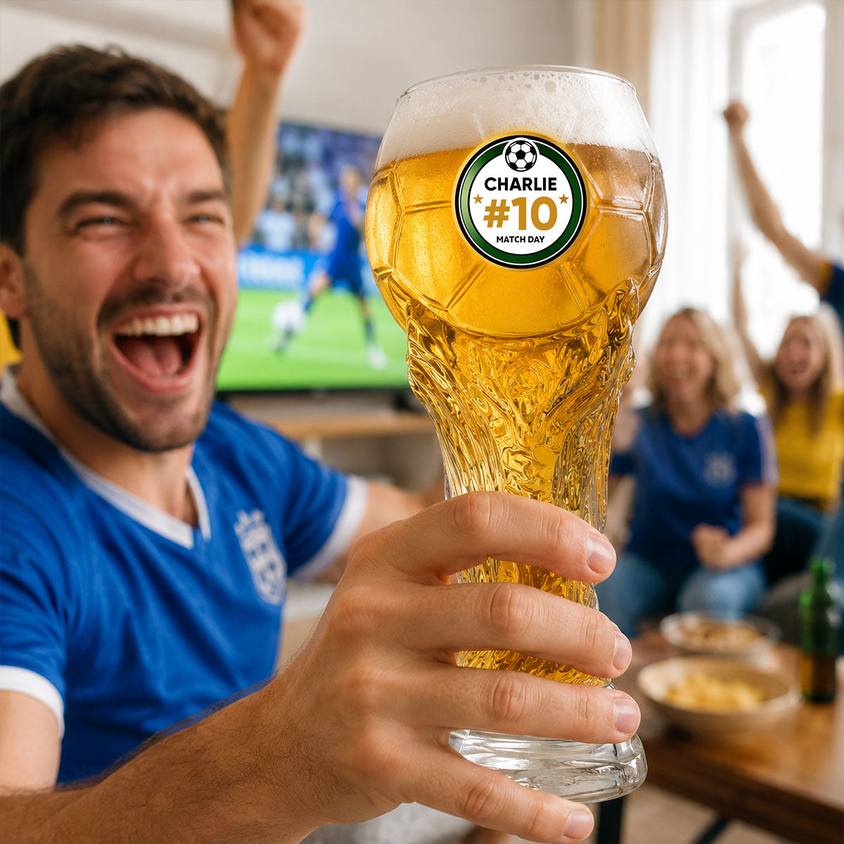 Match Day Football Soccer Game - Personalized Trophy Beer Glass - Birthday Gift for Him, Gift for Dad