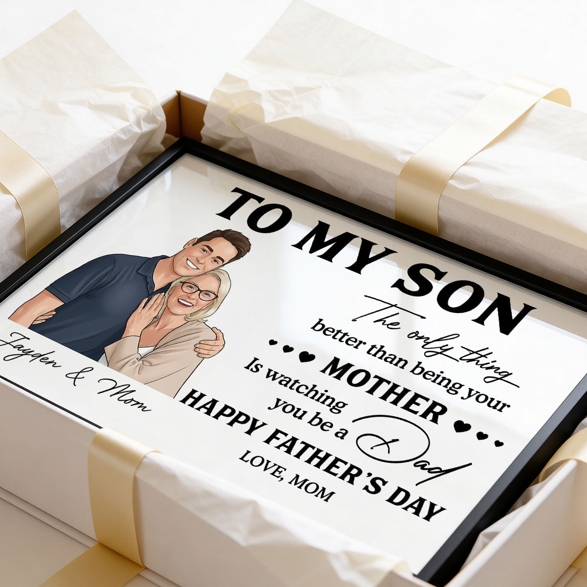 Portrait Color Drawing Style To My Son From Mom - Personalized Poster - Father's Day Gift For Son