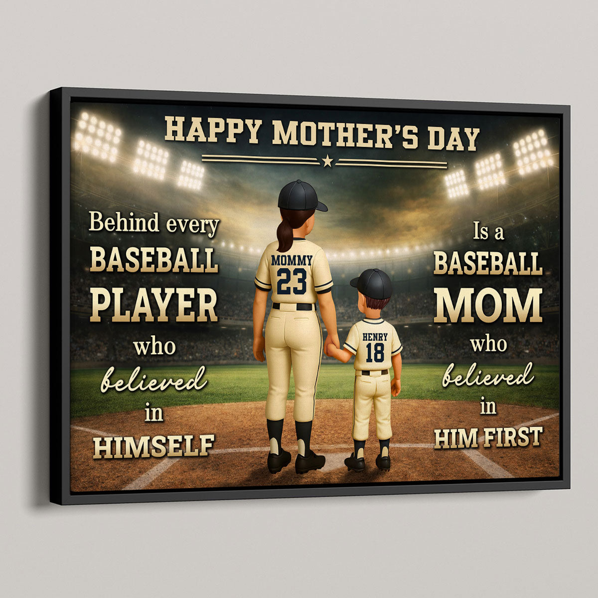 Behind Every Baseball Player is a Baseball Mom - Personalized Poster - Heartfelt Mother's Day Gift for Mom, Wife