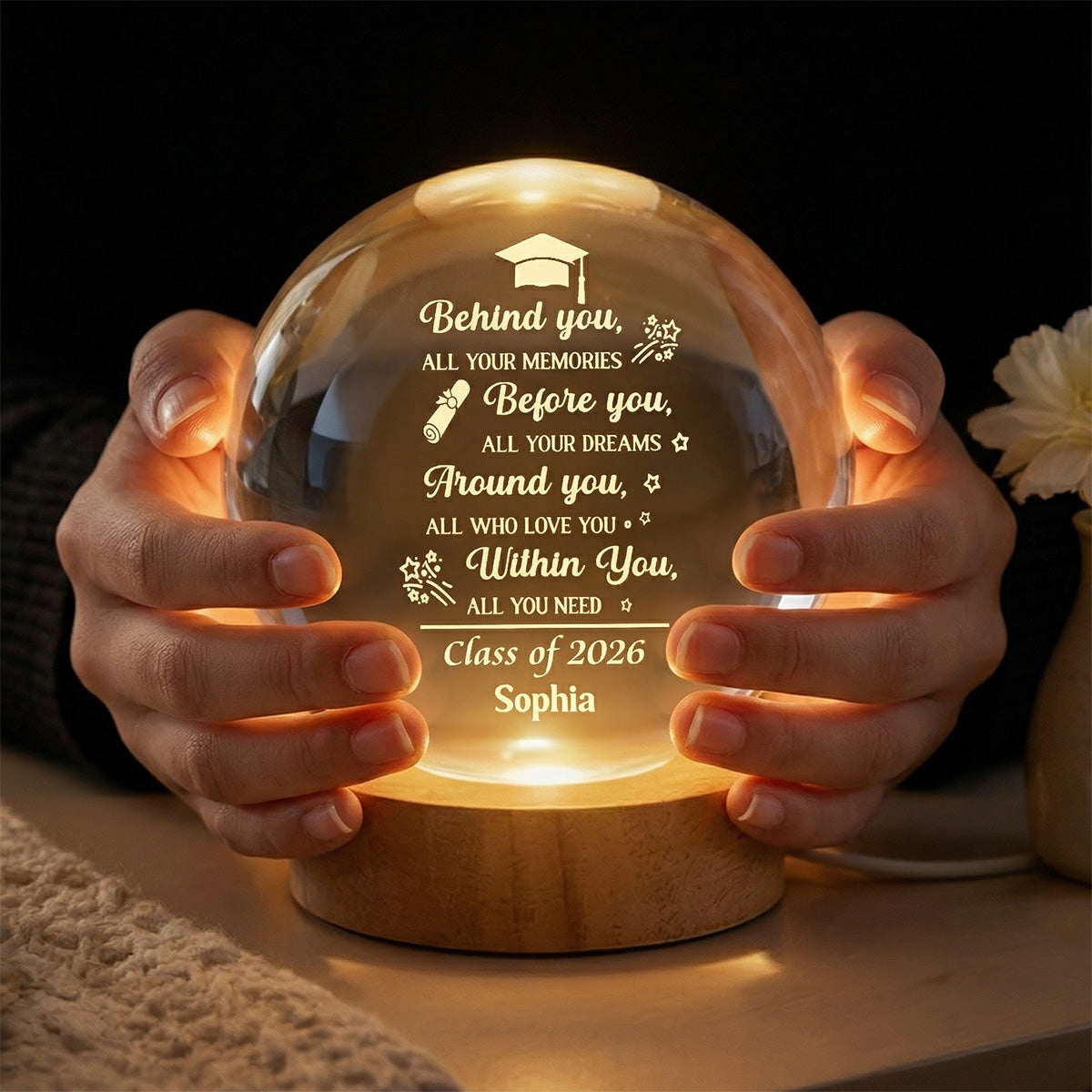 Before You All Your Dreams Graduation - Personalized Crystal Ball LED Night Light - Graduation Gift For Graduates, Son, Daughter