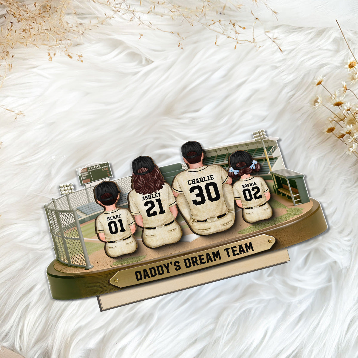 Baseball Family Daddy's Mommy's Dream Team - Personalized 2-Layered Wooden Plaque -  Gift For Baseball Dad, Mom