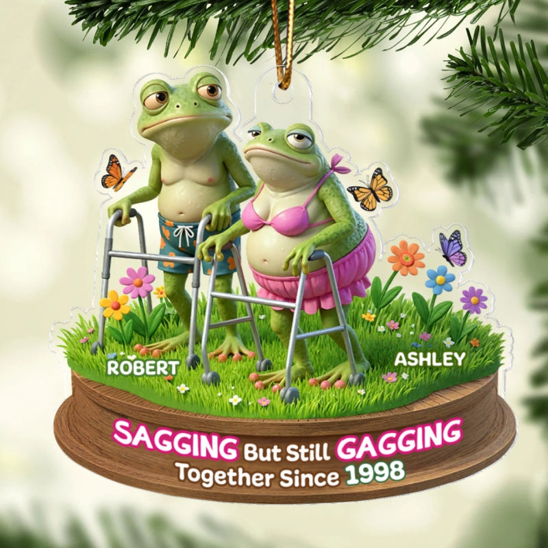 Sagging But Still Gagging Funny Old Couple - Personalized Acrylic Ornament - Christmas Gift for him, Gift for her
