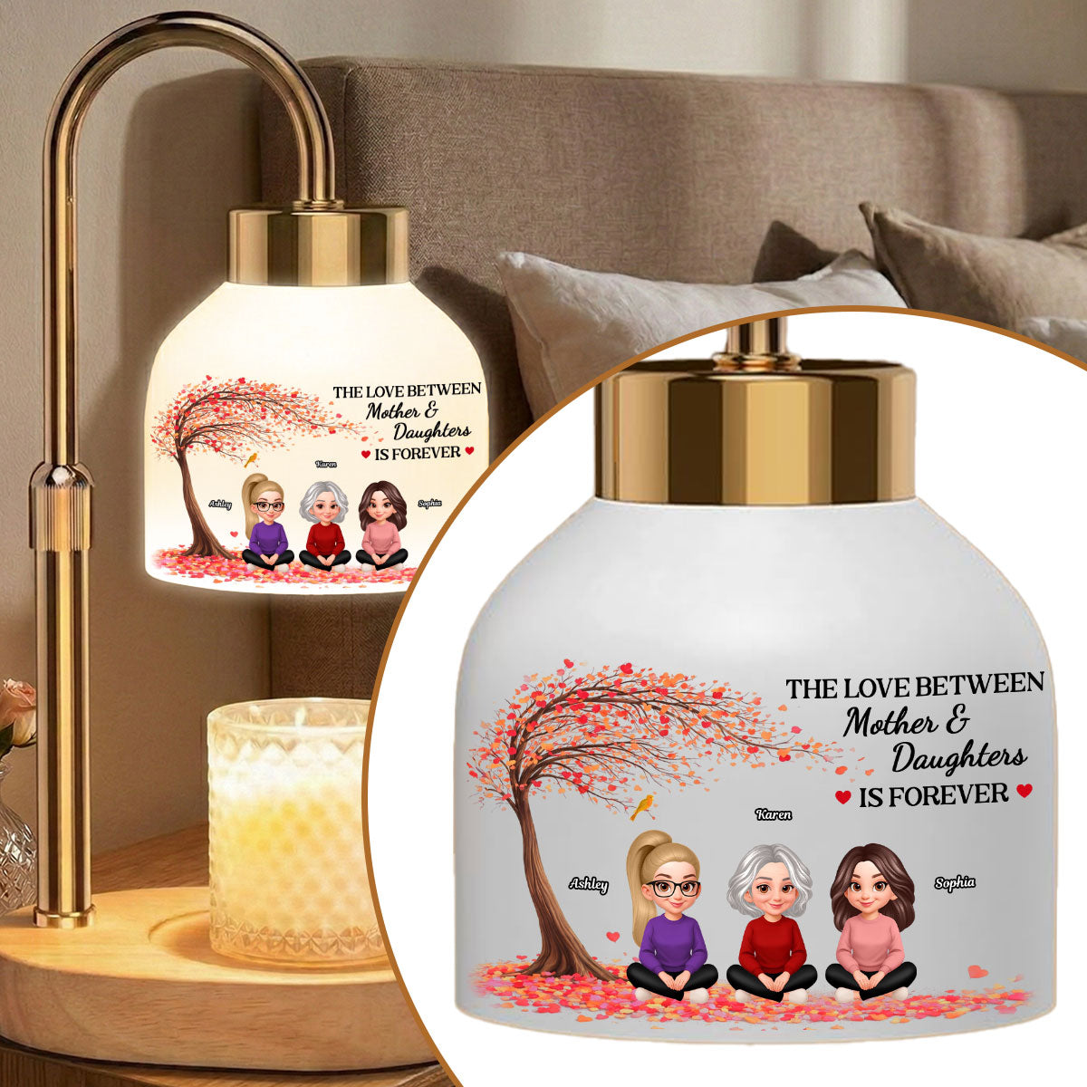 The Love Between Mother And Daughters Is Forever - Personalized Candle Warmer Lamp - Gift For Mom