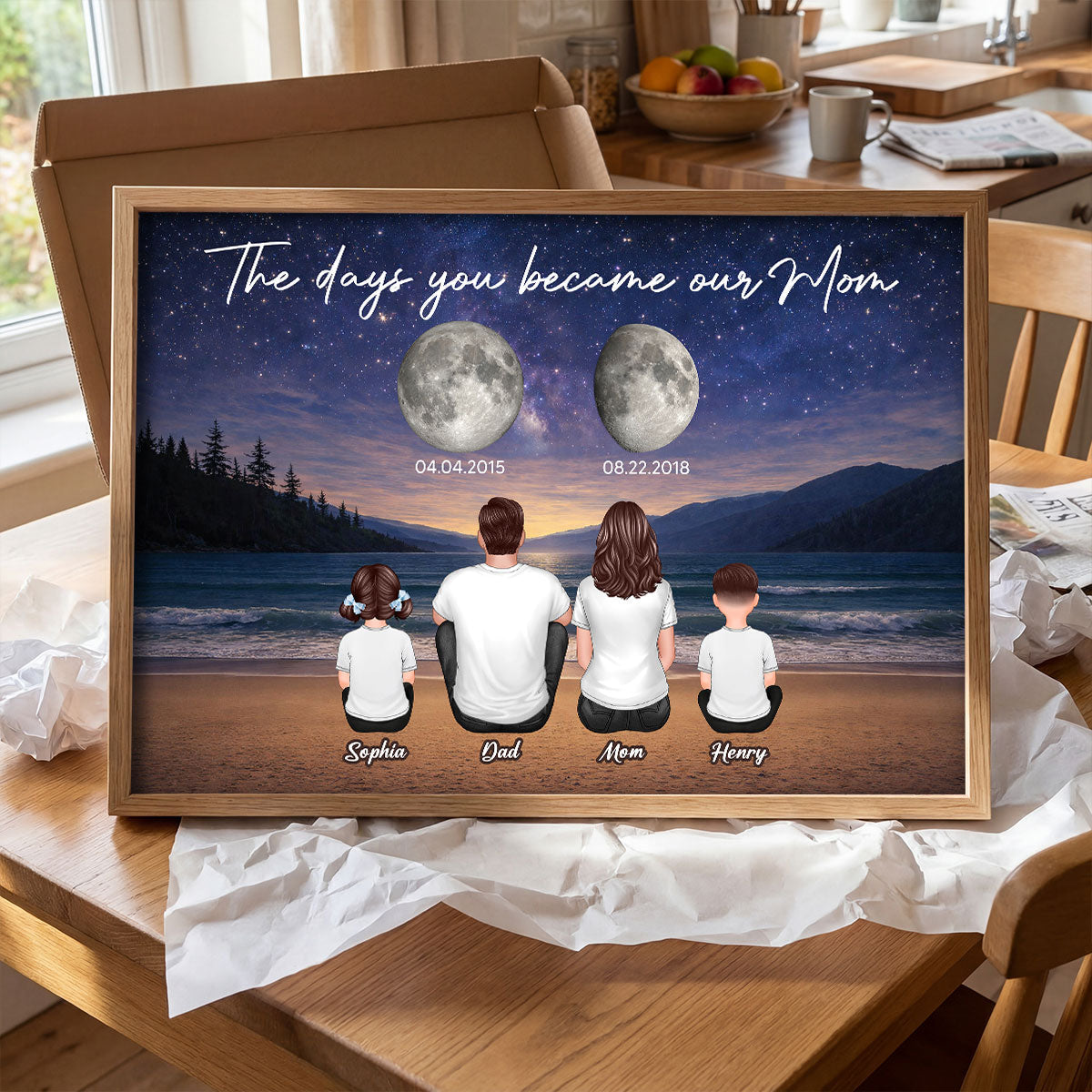 Endless Love The Day You Become Mom Grandma Custom Birth Moon Phase - Personalized Poster - Mother's Day Gift For Mom, Grandma