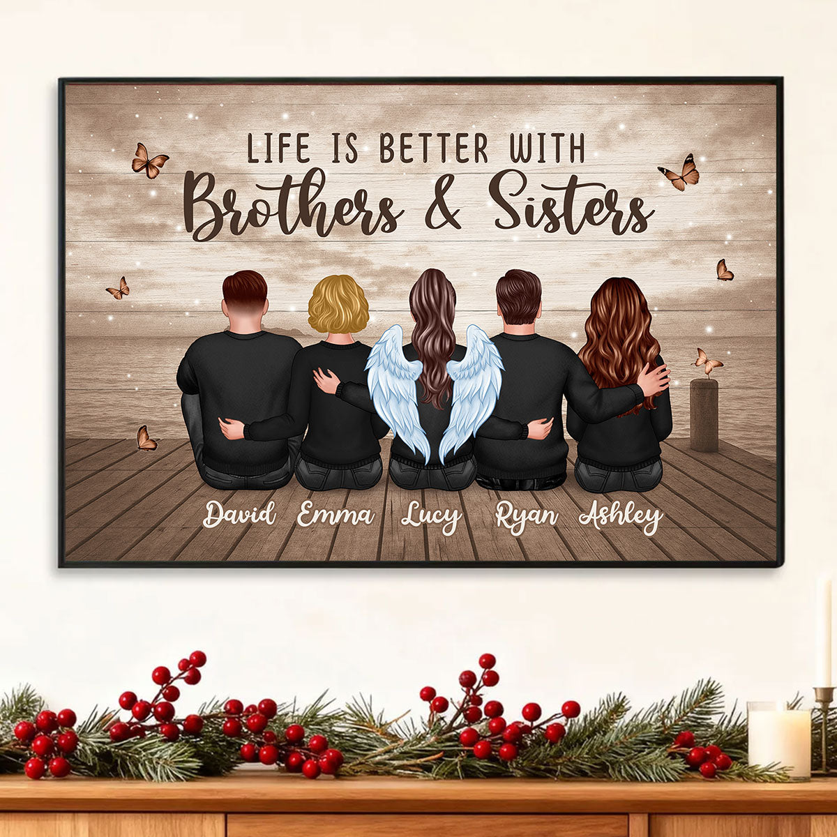 Family Siblings Besties Retro Wall Art - Personalized Poster - Sentimental Gift for Loved Ones