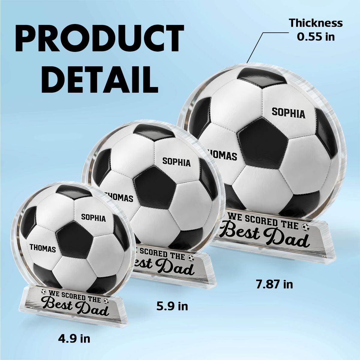 We Scored The Best Dad - Personalized Acrylic Block Plaque -  Gift For Soccer Dad
