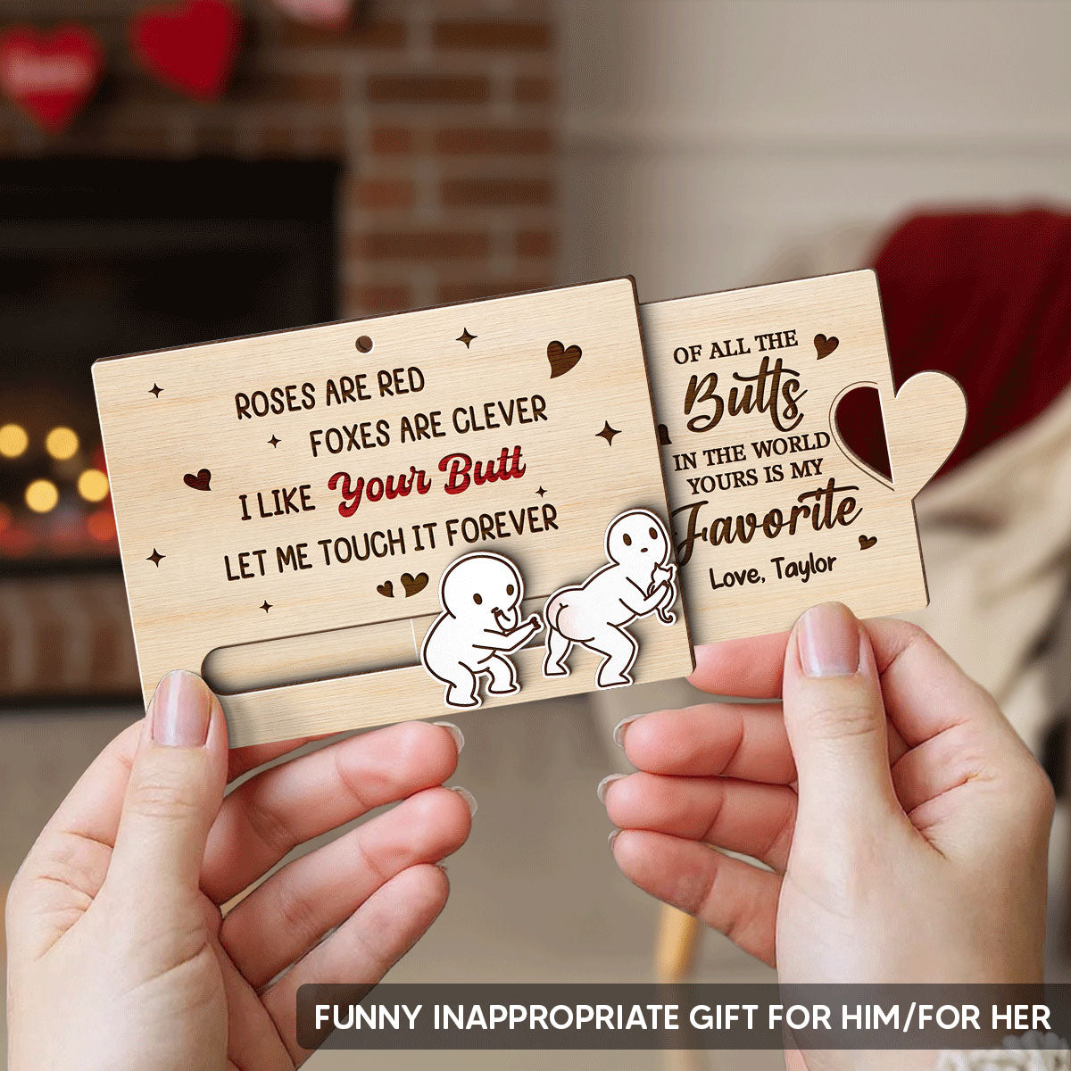 I Like Your Butt Funny Inappropriate Couple - Personalized Wooden Slider Ornament - Valentine's Day Gift For Him, For Her