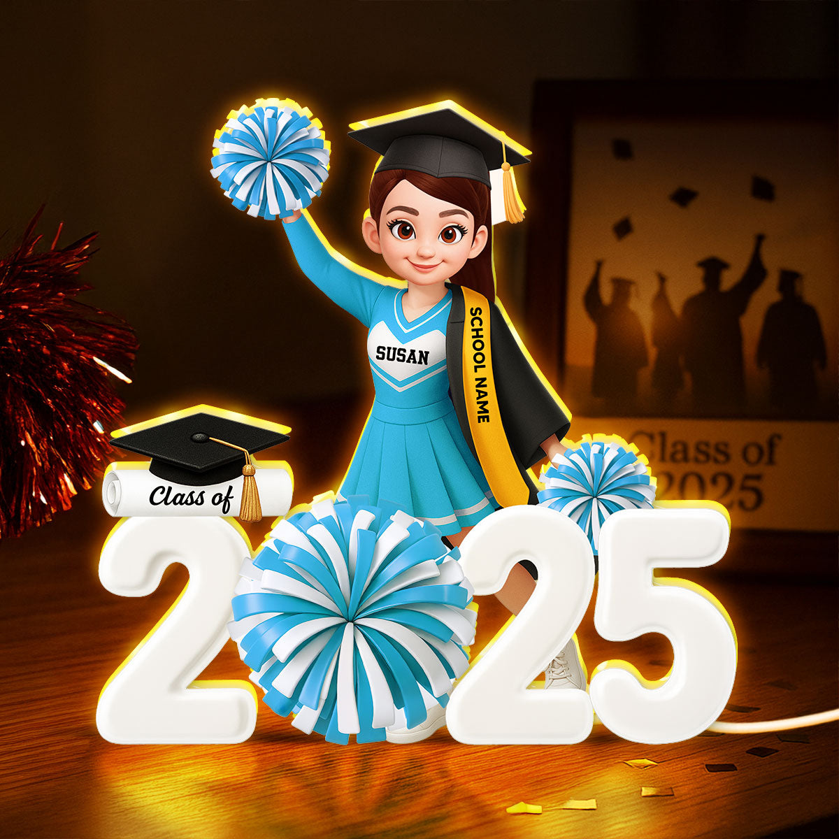Senior Cheerleader Graduation - Personalized Light Box - Christmas Gift Graduation Gift