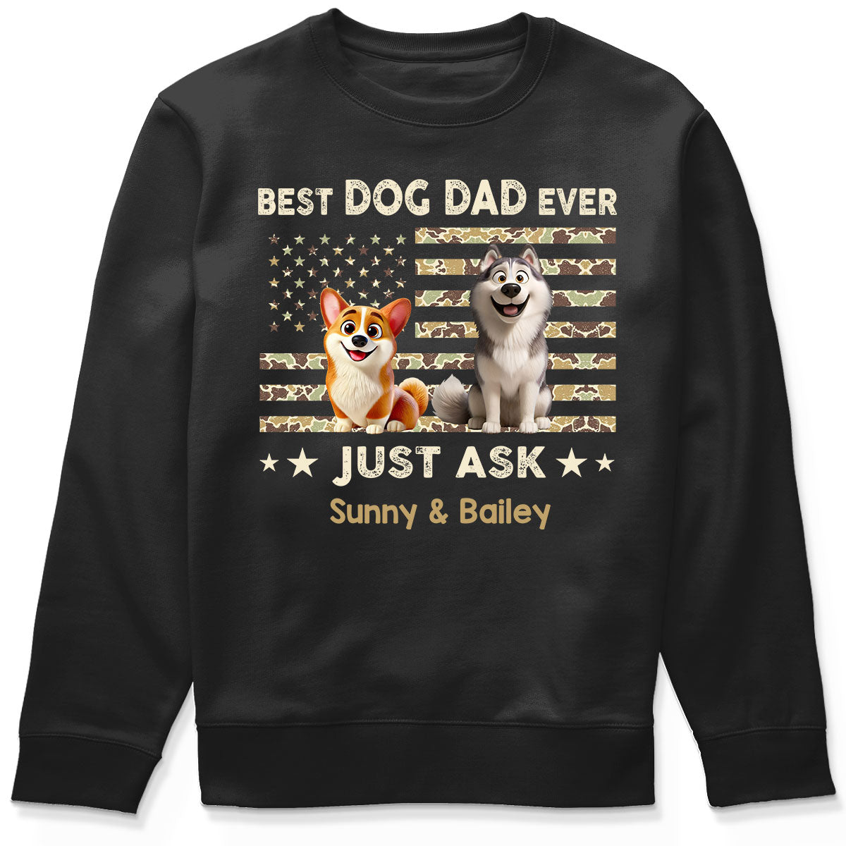 Best Dog Dad Ever Trendy Camouflage Pattern - Personalized Shirt - Father's Day Gift For Dog Dad, Dog Lovers