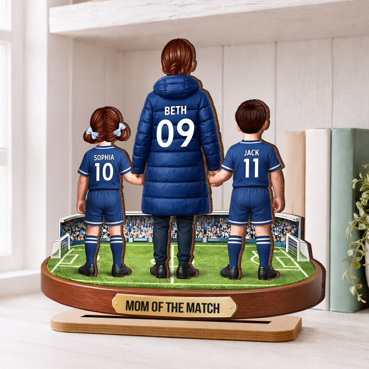 Mom of the Match - Personalized 2-Layered Wooden Plaque – Gift for Football Mom
