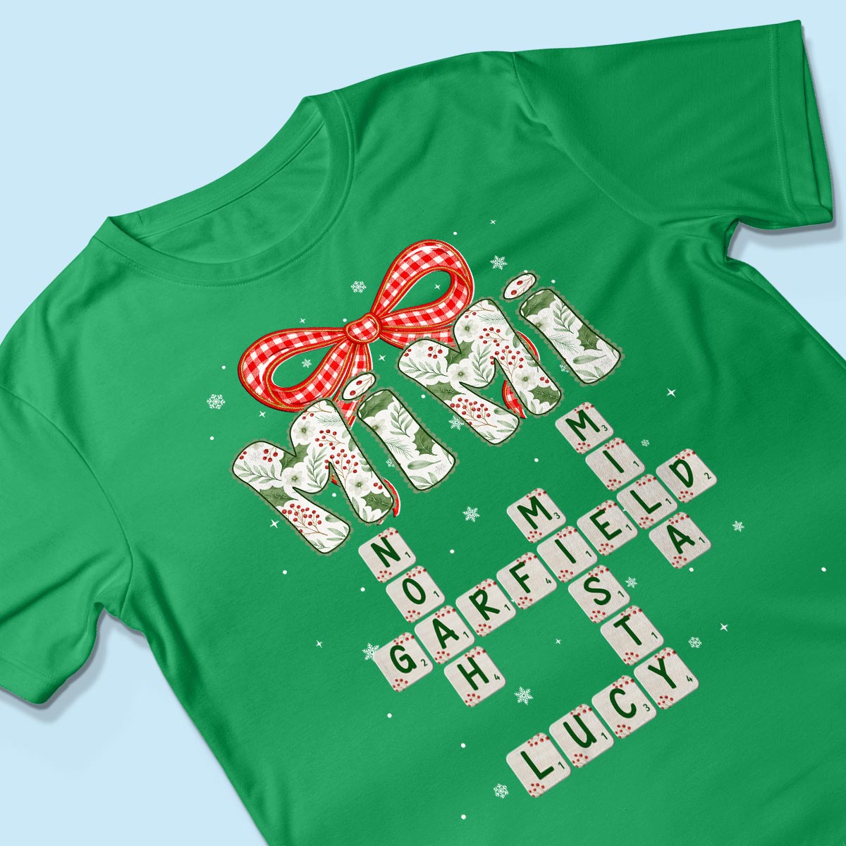 Grandma Coquette Floral Christmas Pattern Crossword Puzzle Art - Personalized Shirt