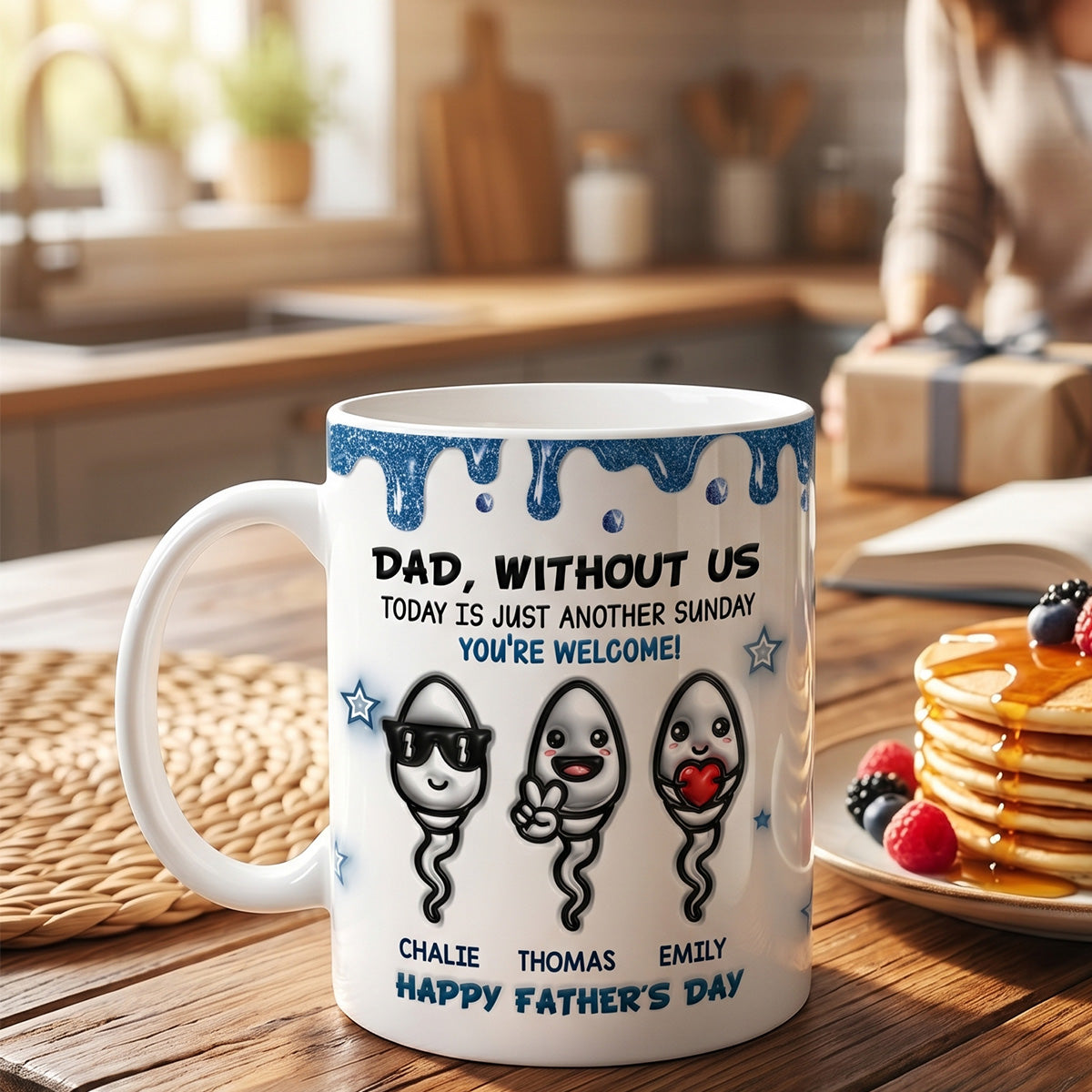 Without Us Today Is Just Another Sunday - Personalized Mug - Funny Father's Day Gift For Dad, Husband