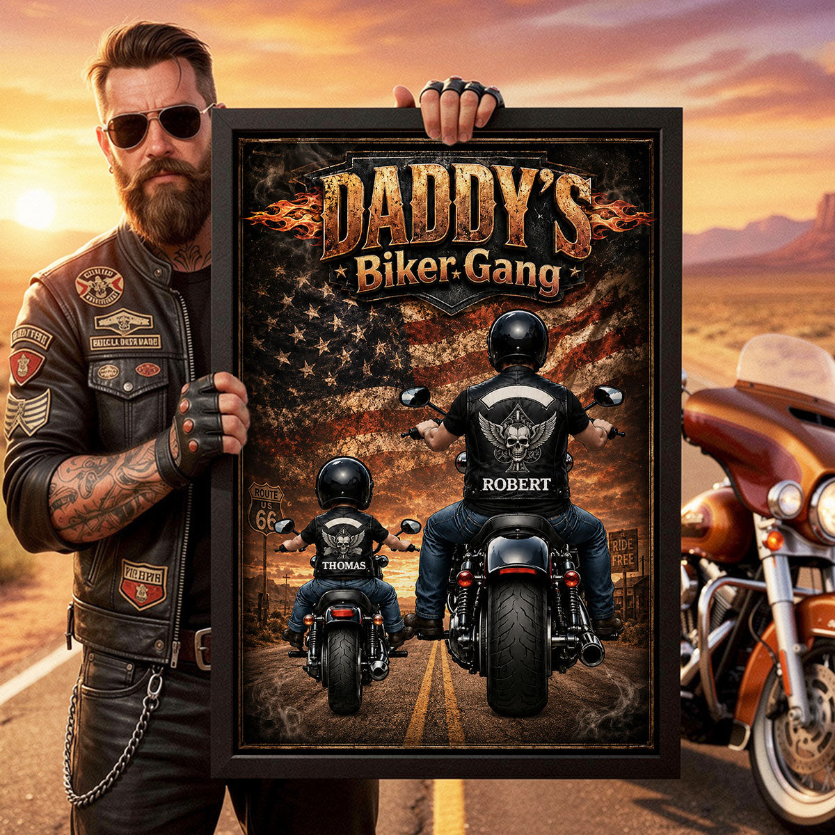 Daddy's Biker Gang - Personalized Poster - Father's Day Gift for Dad, Husband