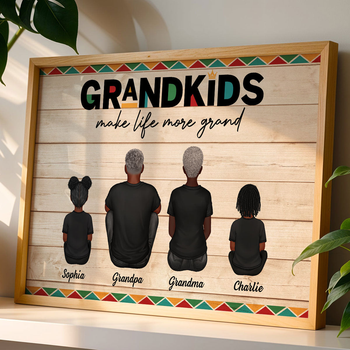 Tribal Pattern Grandkids Make Life Grand - Personalized Poster - Gift For National Grandparents Day
