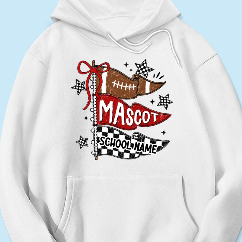 Custom Football Mascot Pennant - Personalized Shirt - School Spirit Shirt, Game Day Shirt For Football Mom