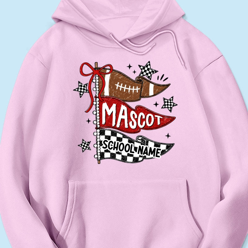 Custom Football Mascot Pennant - Personalized Shirt - School Spirit Shirt, Game Day Shirt For Football Mom