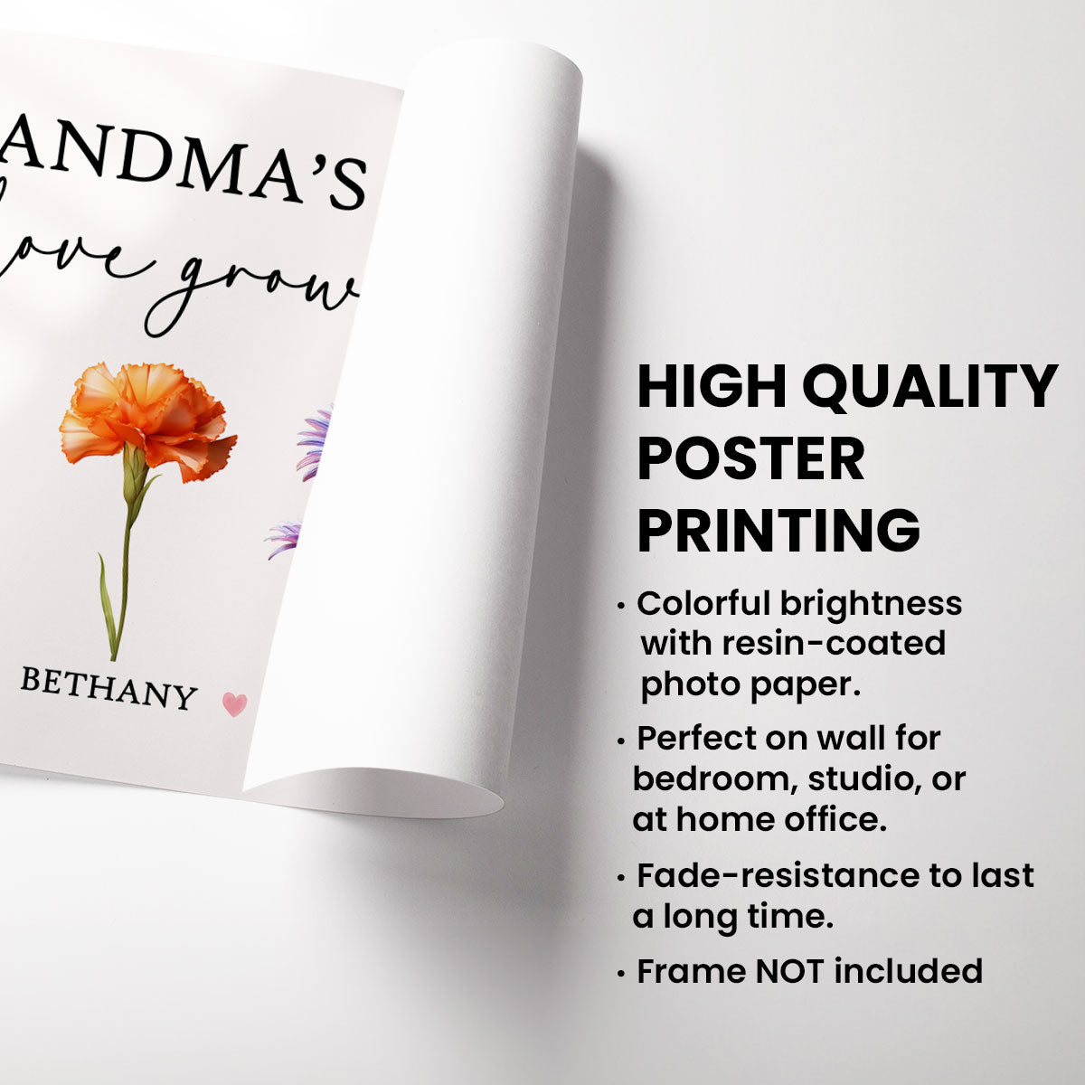 Grandma's Garden Love Grows Here - Personalised Poster - Gift for Grandma