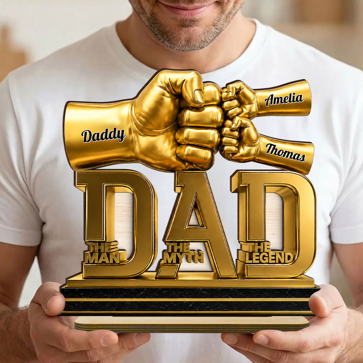 Dad The Man The Myth The Legend - Personalized 2-Layered Wooden Plaque -  Gift for Dad, Husband