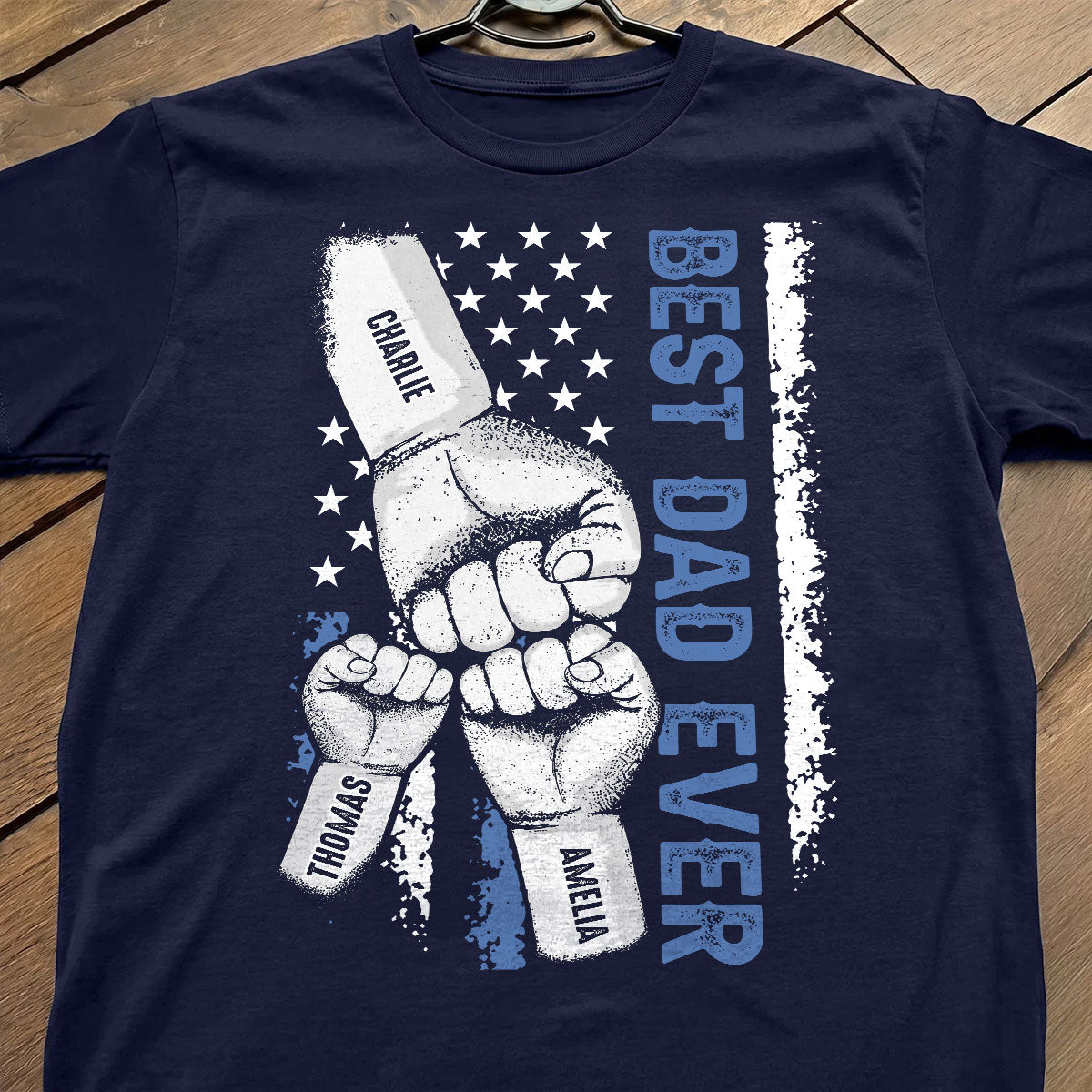Dad & Kids Fist Bump Nation Flag - Personalized Shirt - Heartfelt Gift For Dad, Husband