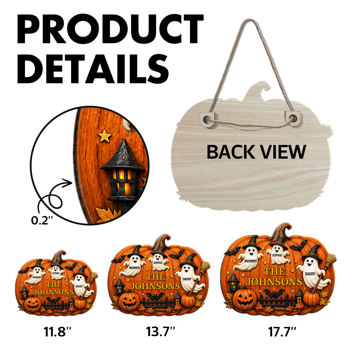 Halloween Family Ghost Pumpkin - Personalized Wood Sign - Halloween Decor Gift, Gift For Family