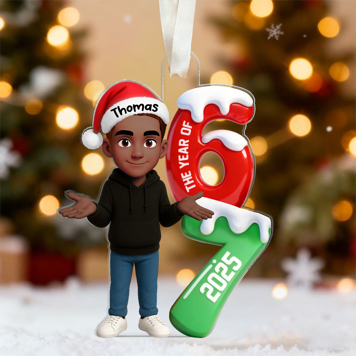 3D Effect 67 Six Seven 2025 Slang Christmas - Personalized Acrylic Ornament - Funny Christmas Gift For Teen, Grandkid, Gen Alpha