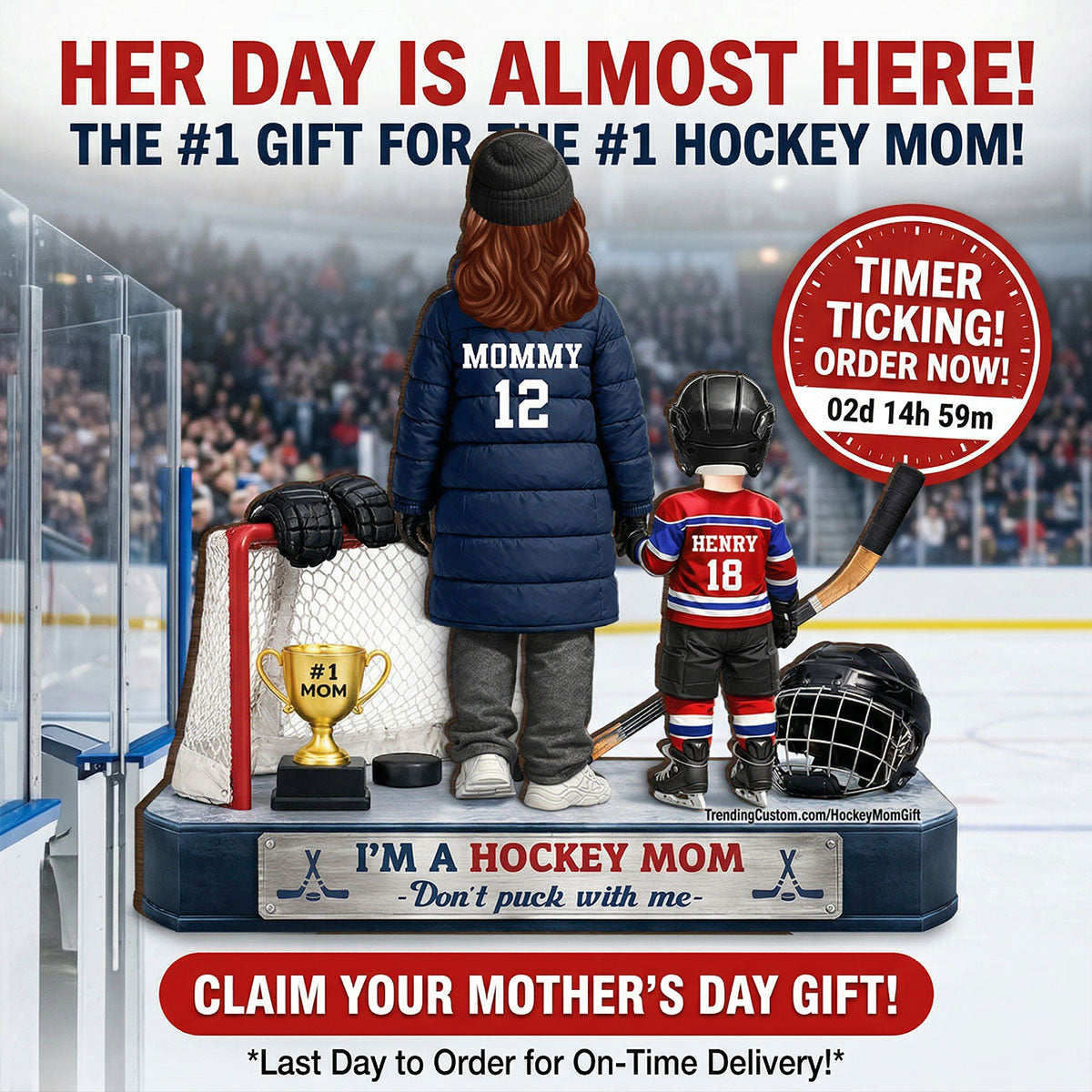 I'm A Hockey Mom And Kids - Personalized 2-Layered Wooden Plaque - Mother's Day Gift for Hockey Mom