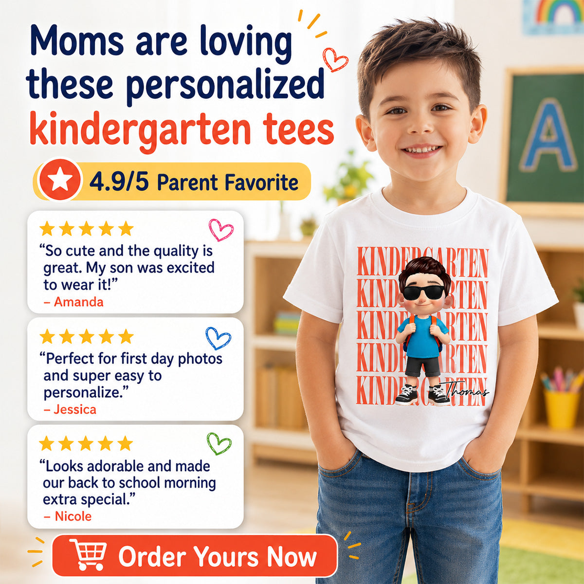 First Day Of School Cute Kid - Personalized Shirt - Back To School Gift